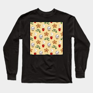 Gingerbread Star, Snow Globe, Holly and Hot Tea Long Sleeve T-Shirt